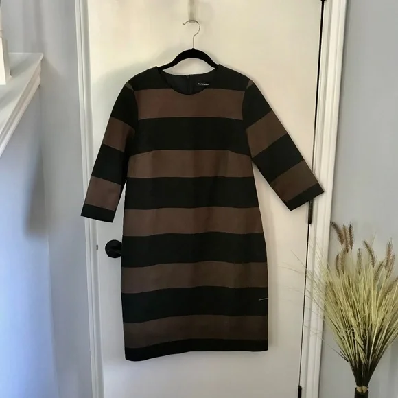 Marimekko Eerika Dress, size 42 (US size 12), Brown & Black - Picture 1 of 11